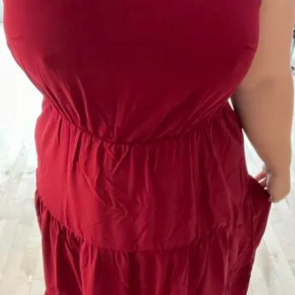 Contemporary crisscross back swing cami dress burg - Picture 6 of 6